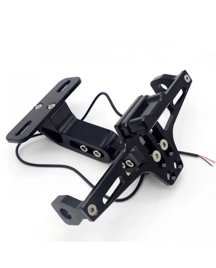 PORTA PLACA C/LED ALUMINIO C/DIRECCIONAL NEGRO GDM