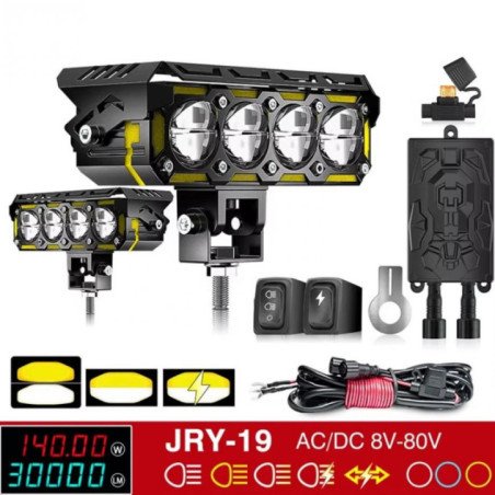 FARO EXPLORADOR 4-LED (2PZA) C/RAMAL+SWITCH 140W-30000LM DUAL ULTRA POTENTE MOTOLED