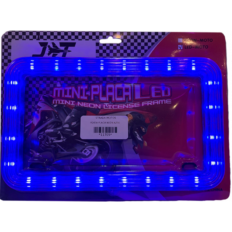 PORTA PLACA NEON AZUL