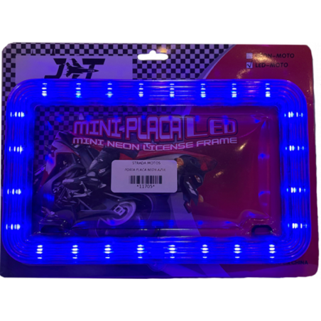 PORTA PLACA NEON AZUL