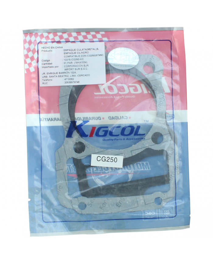 EMPAQUE CULATA CILINDRO METAL KIGCOL CG250 67MM