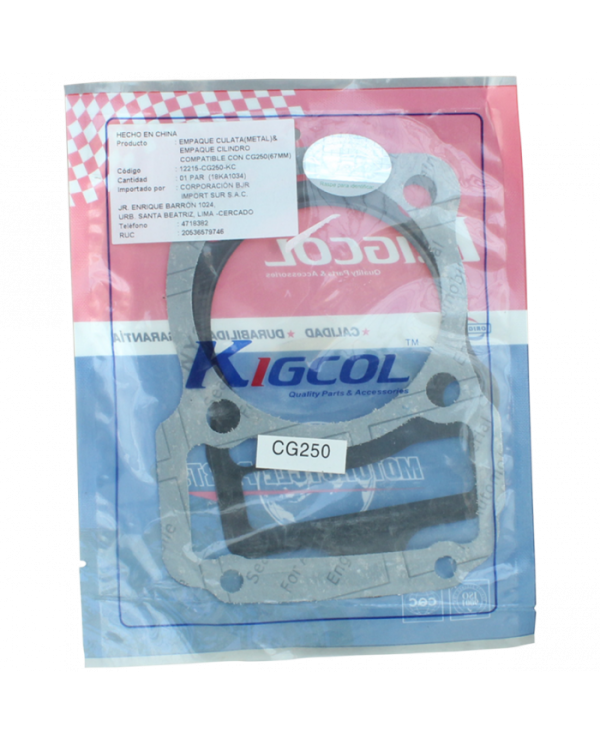 EMPAQUE CULATA CILINDRO METAL KIGCOL CG250 67MM