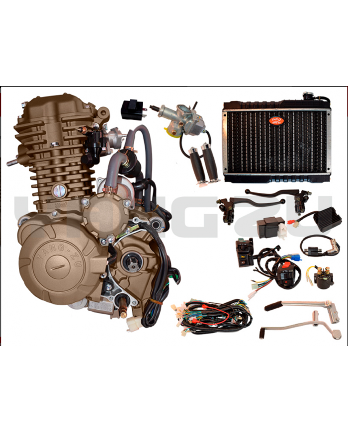 MOTOR MARCA YANG ZU CG300 EJE LARGO VARILLERO AGUA C/RADIADOR Y  ACCESORIOS(300CC,72MM)(M.GRUESA)(1N2345)TITANIO YXZ172MN1S01644