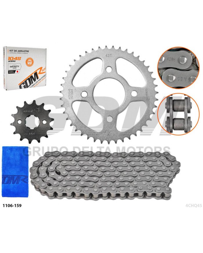 KIT ARRASTRE OEM HUNK150 428H-126L 43T/14T INFINITY GDM