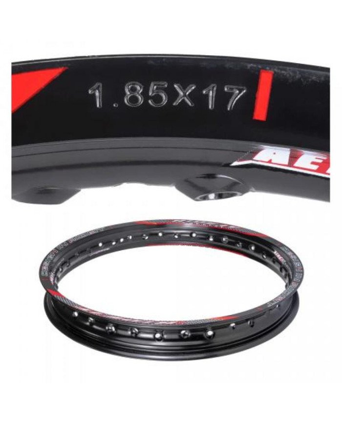 ARO ALUMINIO 1.85-17 C/CALCOMANIA NEGRO/ROJO BJR