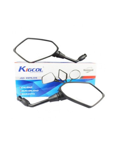 ESPEJO SCOOTER NEGRO/RAYADO 8MM HILO NORMAL KIGCOL