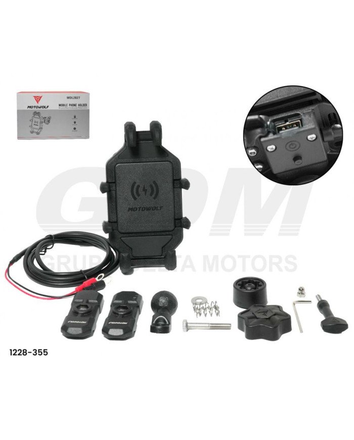 PORTA CELULAR CARGA/INALAMBRICO P/TIMON MOTOWOLF