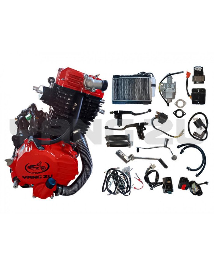 MOTOR MARCA YANG ZU CG350/LF EJE LARGO VARILLERO AGUA C/RADIADOR Y ACCESORIOS(350CC,76MM)(M.GRUESA)(ESP.10MM)