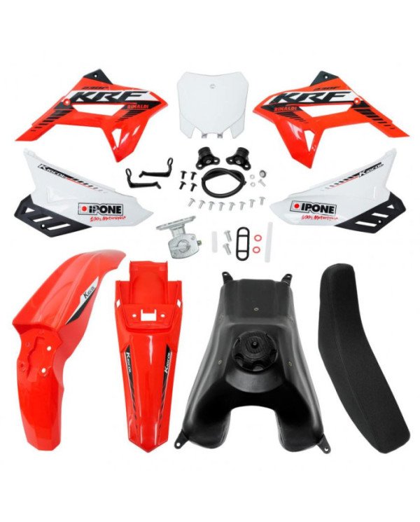 CARENAJE  KIT PLASTICOS CRF230 (2024) C/TANQUE+ASIENTO ROJO/BLANCO