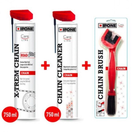 IPONE KIT CHAIN LUBRICA+DESENGRA+CEPILLO 750ML