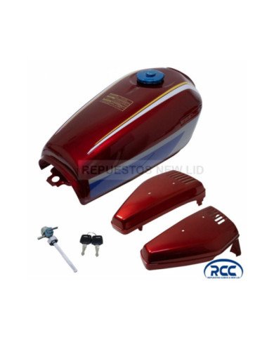 TANQUE GASOLINA CG125 M/HND ROJO C/TAPAS, GRIFO, T/TANQUE ROJO RCC CH