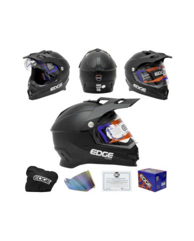 CASCO CROSS  DOBLE PROPOSITO K4 NEGRO + VISOR TORNASOL (DOT)