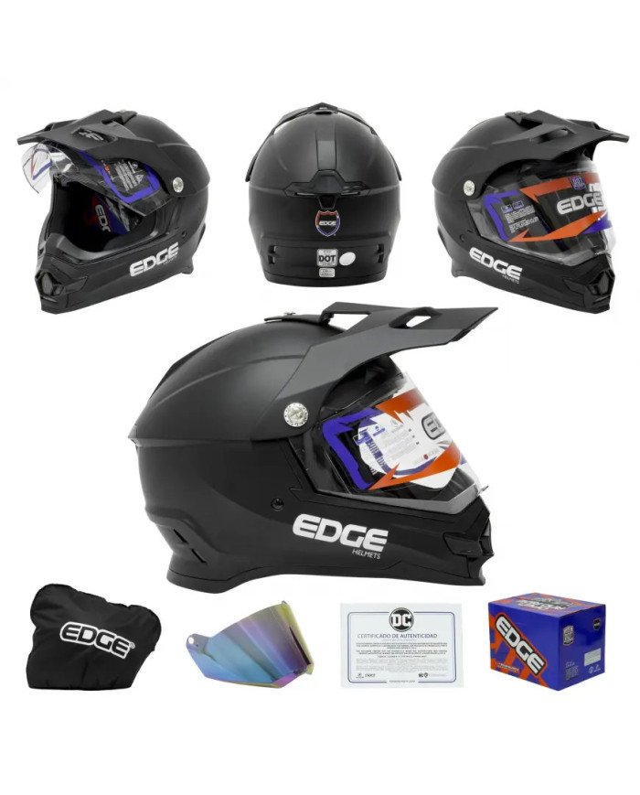 CASCO CROSS  DOBLE PROPOSITO K4 NEGRO + VISOR TORNASOL (DOT)