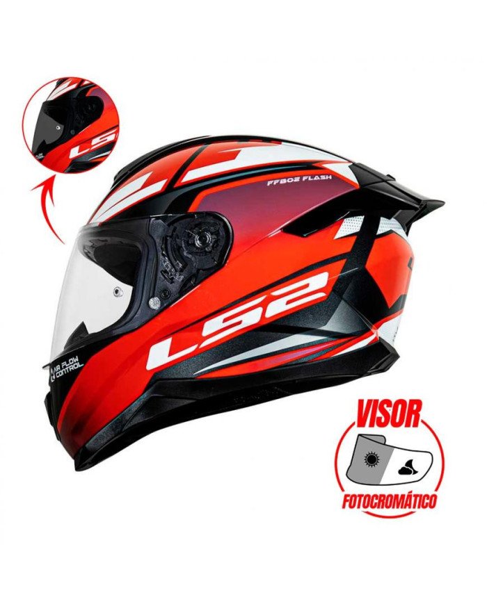 CASCO LS2 INTEGRAL F802 IMPACT ROJO/BLANCO VPHOTOCROM