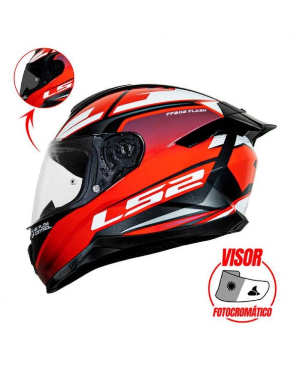 CASCO LS2 INTEGRAL F802 IMPACT ROJO/BLANCO VPHOTOCROM