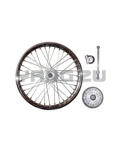 ARO ARMADO BROSS (F/DISCO) 1.60X19 DEL. RAYO + PIÑON VELOCIMETRO(4H)(C/EJE 12X210MM)CROMADO