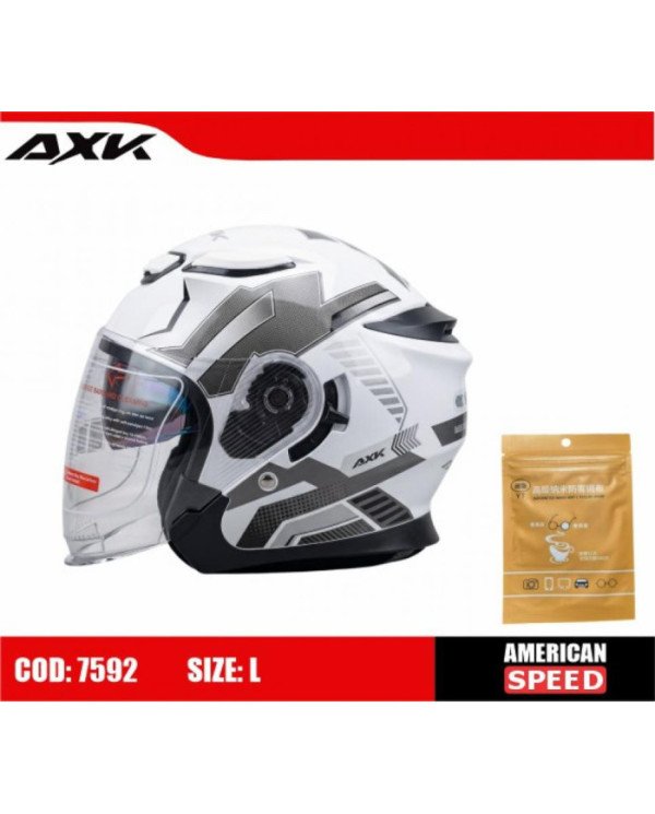 CASCO ABIERTO 3/4 AXK THUNDER BLANCO TALLA L CERTIFICADO 3C