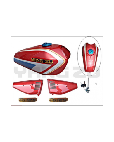 TANQUE GASOLINA CG125 T/LATERALES/GRIFO ROJO YZU