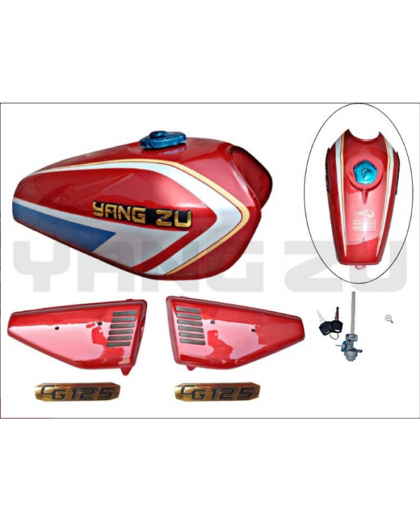TANQUE GASOLINA CG125 T/LATERALES/GRIFO ROJO YZU