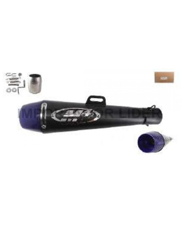 TUBO DE ESCAPE DEPORTIVO M4 NEGRO/AZUL B63 SET - STD
