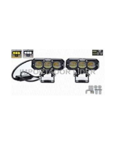 FARO EXPLORADOR RECTANGULAR 3LED 12-85V (10.2CM*4CM C/CONTROLADOR PAR - STD (LUZ BLANCA/AMBAR)