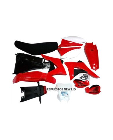 CARENAJE KIT PLASTICOS CRF230 (2019) C/TANQUE+ASIENTO ROJO/BLANCO