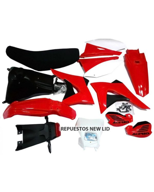 CARENAJE KIT PLASTICOS CRF230 (2019) C/TANQUE+ASIENTO ROJO/BLANCO
