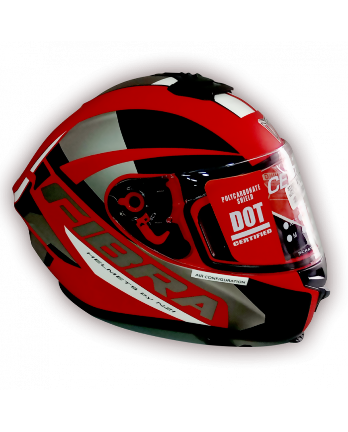 CASCO FIBRA GIGA SEALS NEGRO/ROJO/BLANCO MATE TALLA L-XL